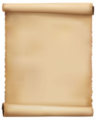 Old worn paper scroll. Vector.
