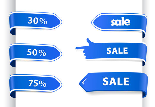 Set Of Blue Sale Labels.