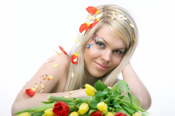 Obraz na płótnie Canvas Girl with Flowers