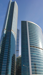 Fototapeta premium high-rise office buildings against the blue sky