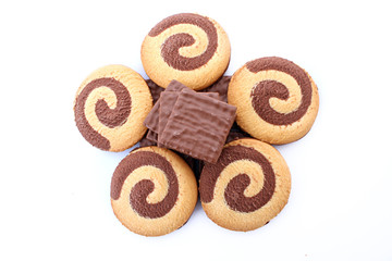 Chocolate cookies isolated on white
