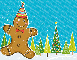 background with Gingerbread man, vector