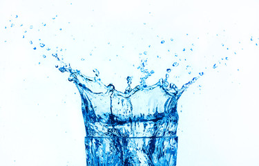 Fototapeta na wymiar blue water splashing isolated on white background.