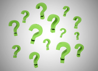 Question marks floating
