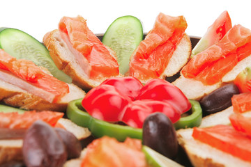 pink salmon on baguette