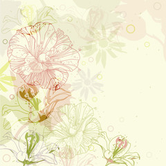 gentle vector background with hand drawn flowers