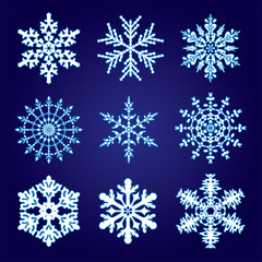 Fototapeta na wymiar 9 snowflakes
