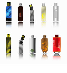 Row of color USB flash drives