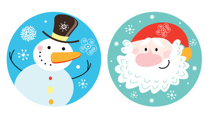 Snowman and Santa Claus
