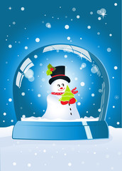 cute snowman in snowglobe