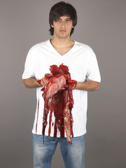 Young Man Holding Organs. Model Released