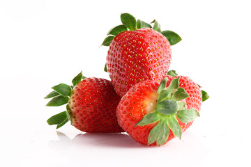 Few strawberries isolated on white