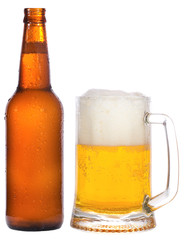 bottle and mug with beer