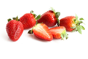Few strawberries isolated on white