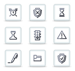 Administration icons, white square glossy buttons