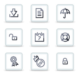 Data icons, white square glossy buttons