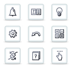 Organizer icons, white square glossy buttons