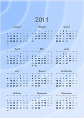 Calendar year 2011 bright colorful attractive
