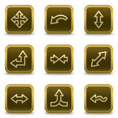Arrows web icons set 2, square brown buttons