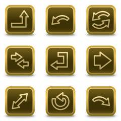 Arrows web icons set 1, square brown buttons