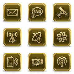 Communication web icons, square brown buttons