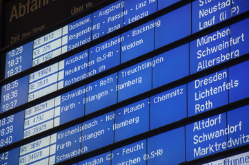 Timetable in station of Deutsche Bahn