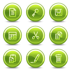 Document icons set 1, green circle glossy buttons