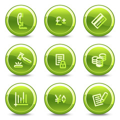 E-business icons, green circle glossy buttons