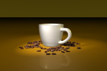 Tasse und Kaffebohnen