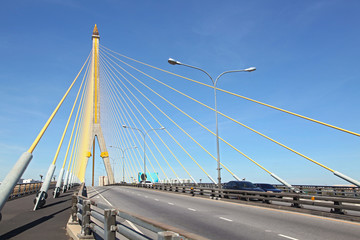 Fototapeta na wymiar Mega sling Bridge,Rama 8, with beautiful sunny in Bangkok
