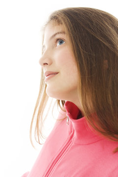 Bright picture of lovely girl. profile.