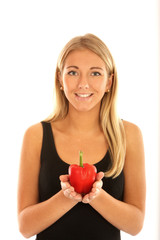 Young Woman Holding Red Pepper.Model Released