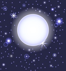 vector illustration of a  moon on a night sky with a stars