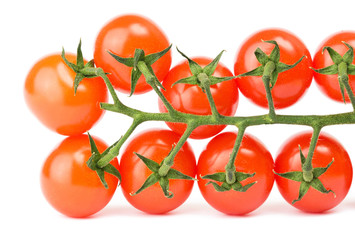 Cluster of cherry tomatoes on the white