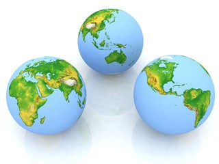 three projections of earth