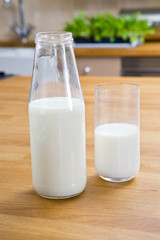 A Traditional Bottle and Glass of Milk