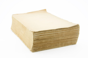 Old blank book isolated on white background