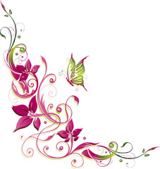 Blumen, Blüten, Ranke, flora, filigran, grün, pink