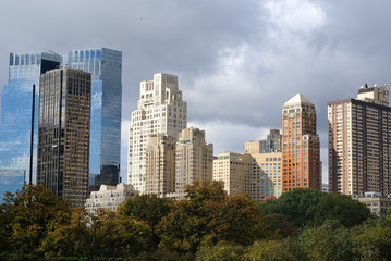 Fototapeta na wymiar Columbus Circle Skyline in New York Viewed from Central Park