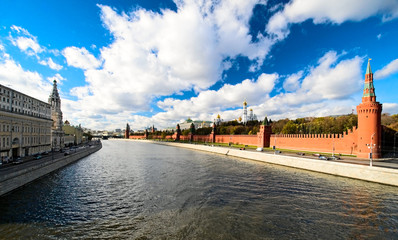 Moskva river and Kremlin view in Moscow, Russia