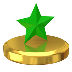 Green star on gold podium