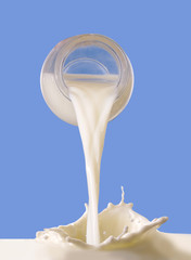 milk pouring isolate on white