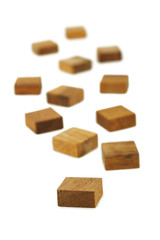 wooden square figures isolated