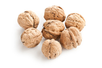 walnuts on white background
