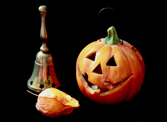 Pumpkin and bell decoration