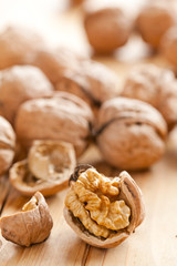walnuts on wooden table