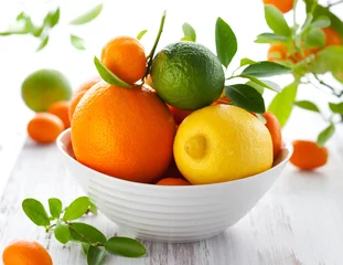 Zelfklevend Fotobehang Mixed citrus fruit © Svetlana Kolpakova
