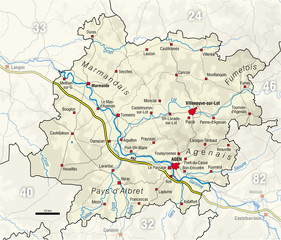Carte du département du Lot-et-Garonne, 47