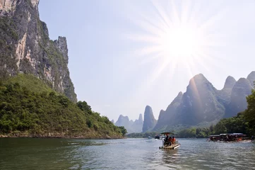 Fototapete Rund Li river near  Guilin - Guangxi, South China © Delphotostock
