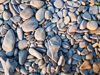 pebbles at sunset
